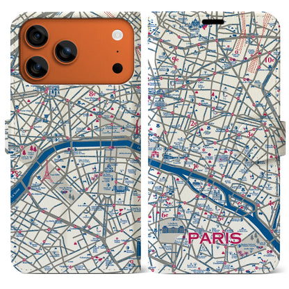 【パリ】イラストマップiPhoneケース（手帳タイプ）