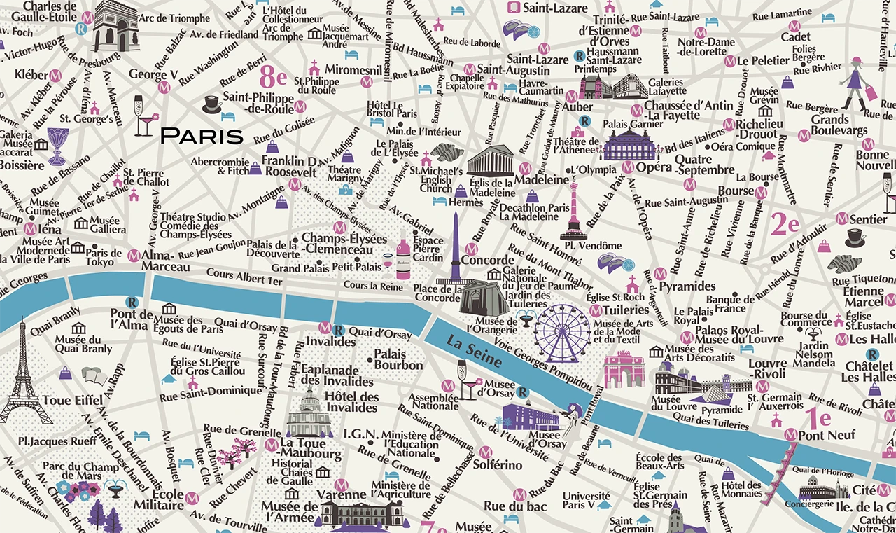 ありそうでない路線図 パリ 生き方 路線図 Tシャツ ⁄ 浅草車輌製作所車輌