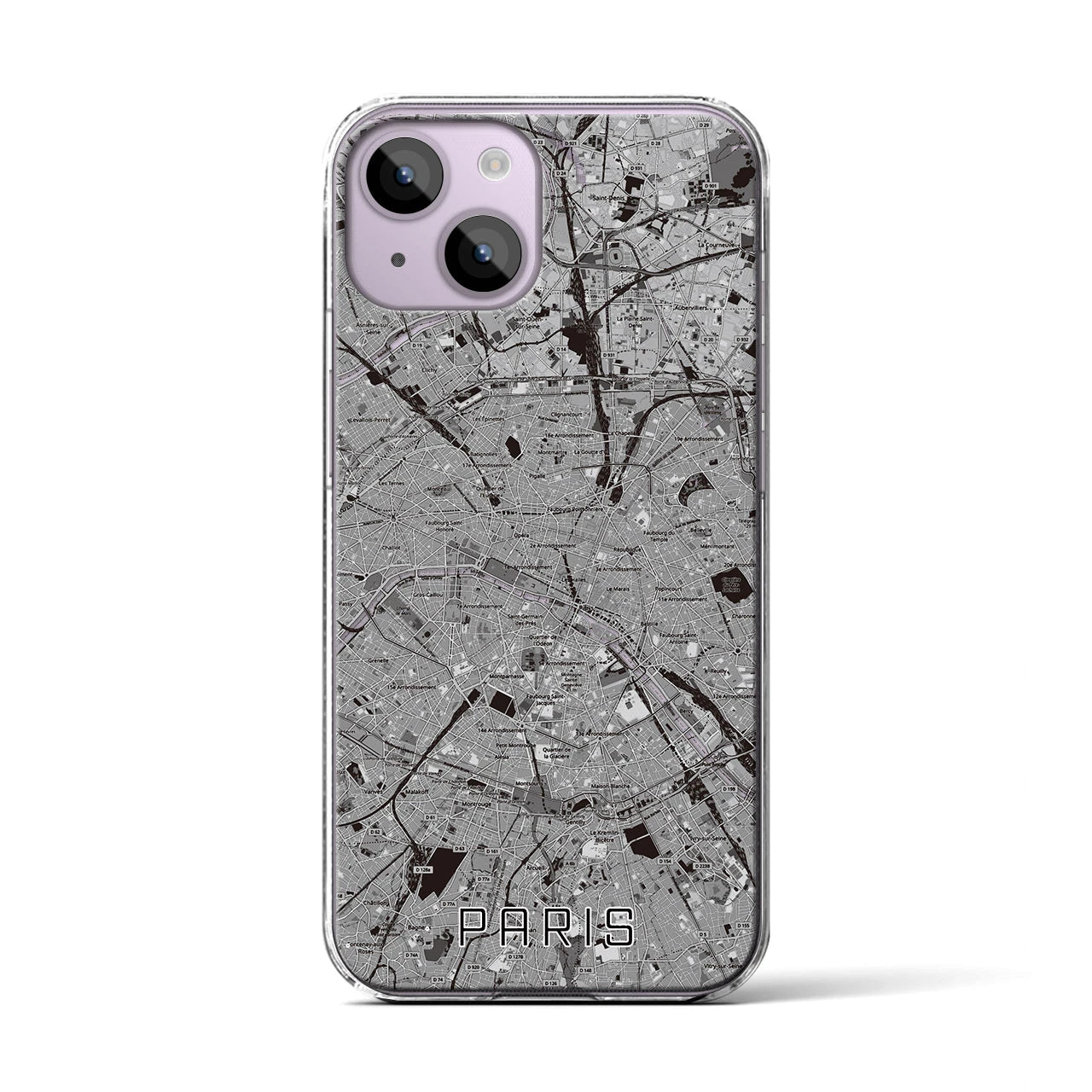 【パリ（フランス）】地図柄iPhoneケース（クリアタイプ）