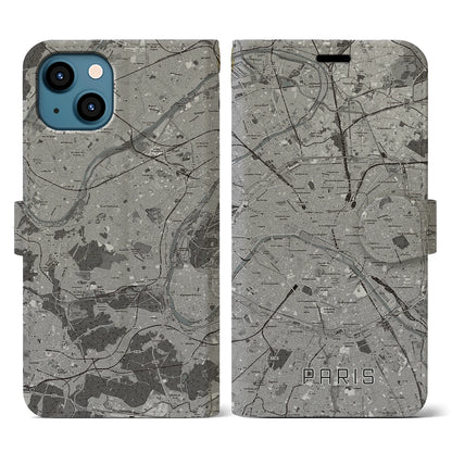【パリ（フランス）】地図柄iPhoneケース（手帳タイプ）ナチュラル・iPhone 13 用