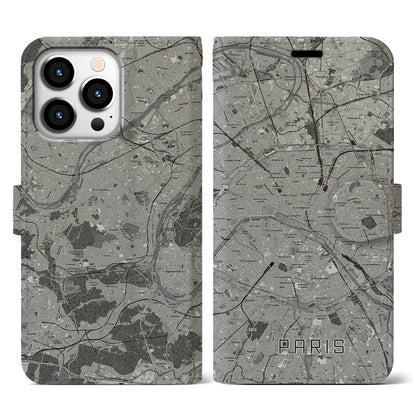 【パリ（フランス）】地図柄iPhoneケース（手帳タイプ）ナチュラル・iPhone 13 Pro 用