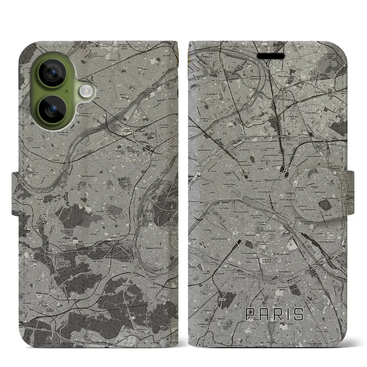 【パリ（フランス）】地図柄iPhoneケース（手帳タイプ）