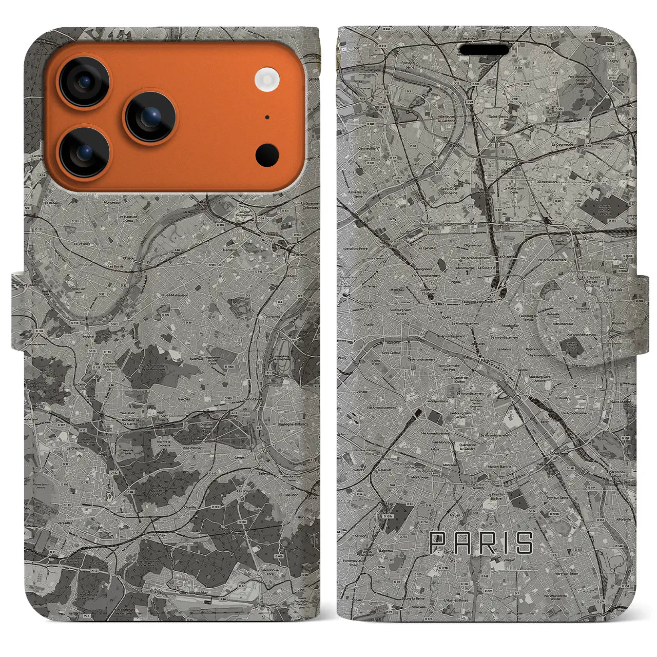 【パリ（フランス）】地図柄iPhoneケース（手帳タイプ）