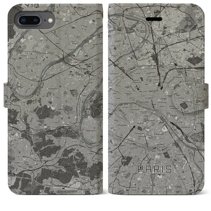 【パリ（フランス）】地図柄iPhoneケース（手帳タイプ）ナチュラル・iPhone 8Plus /7Plus / 6sPlus / 6Plus 用
