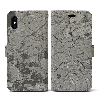 【パリ（フランス）】地図柄iPhoneケース（手帳タイプ）ナチュラル・iPhone XS / X 用