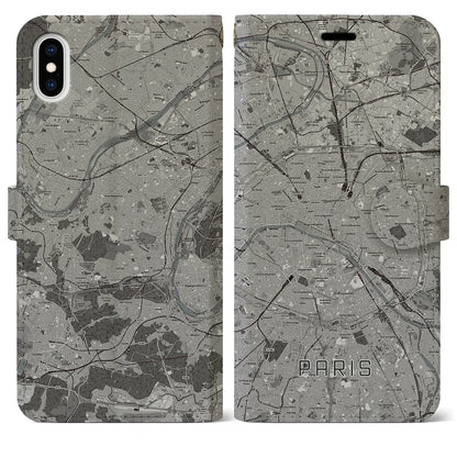 【パリ（フランス）】地図柄iPhoneケース（手帳タイプ）ナチュラル・iPhone XS Max 用