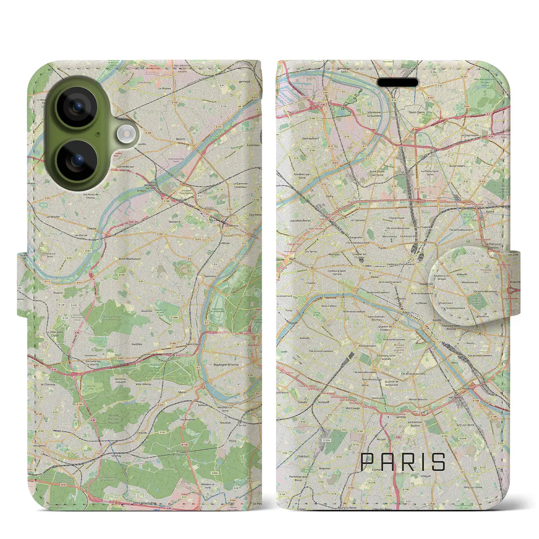 【パリ（フランス）】地図柄iPhoneケース（手帳タイプ）ナチュラル・iPhone 17 Pro Max 用