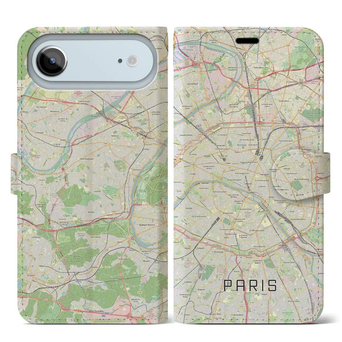 【パリ（フランス）】地図柄iPhoneケース（手帳タイプ）モノトーン・iPhone 17 Pro Max 用