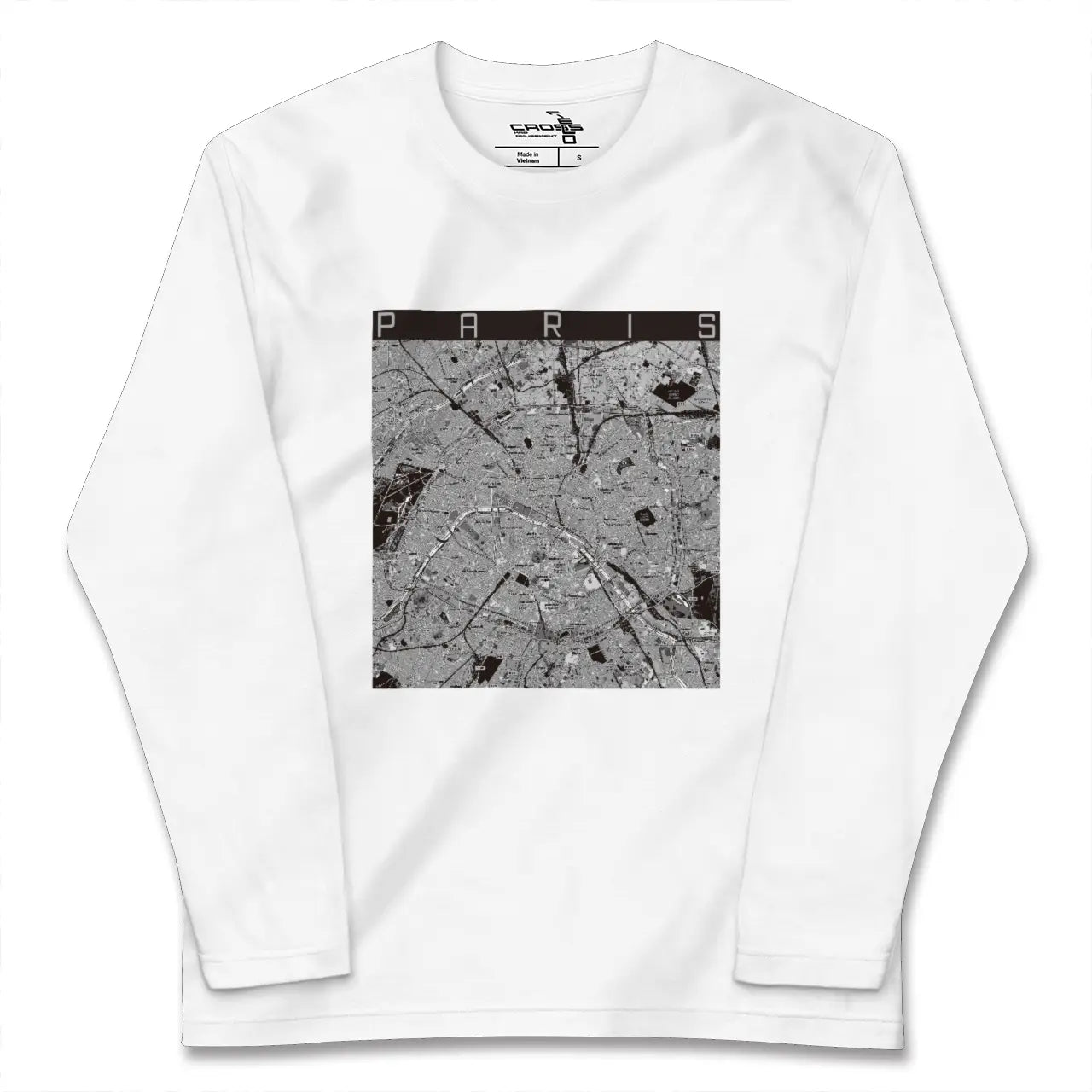 【パリ（フランス）】地図柄ロングスリーブTシャツ