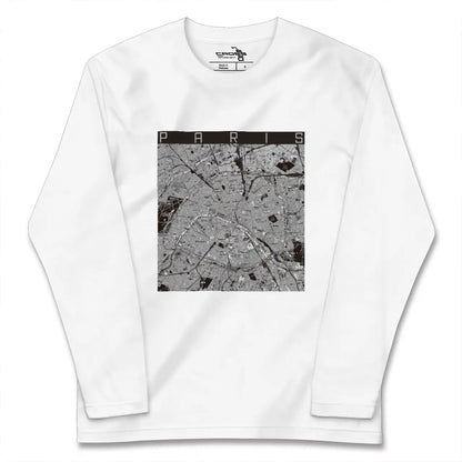 【パリ（フランス）】地図柄ロングスリーブTシャツ