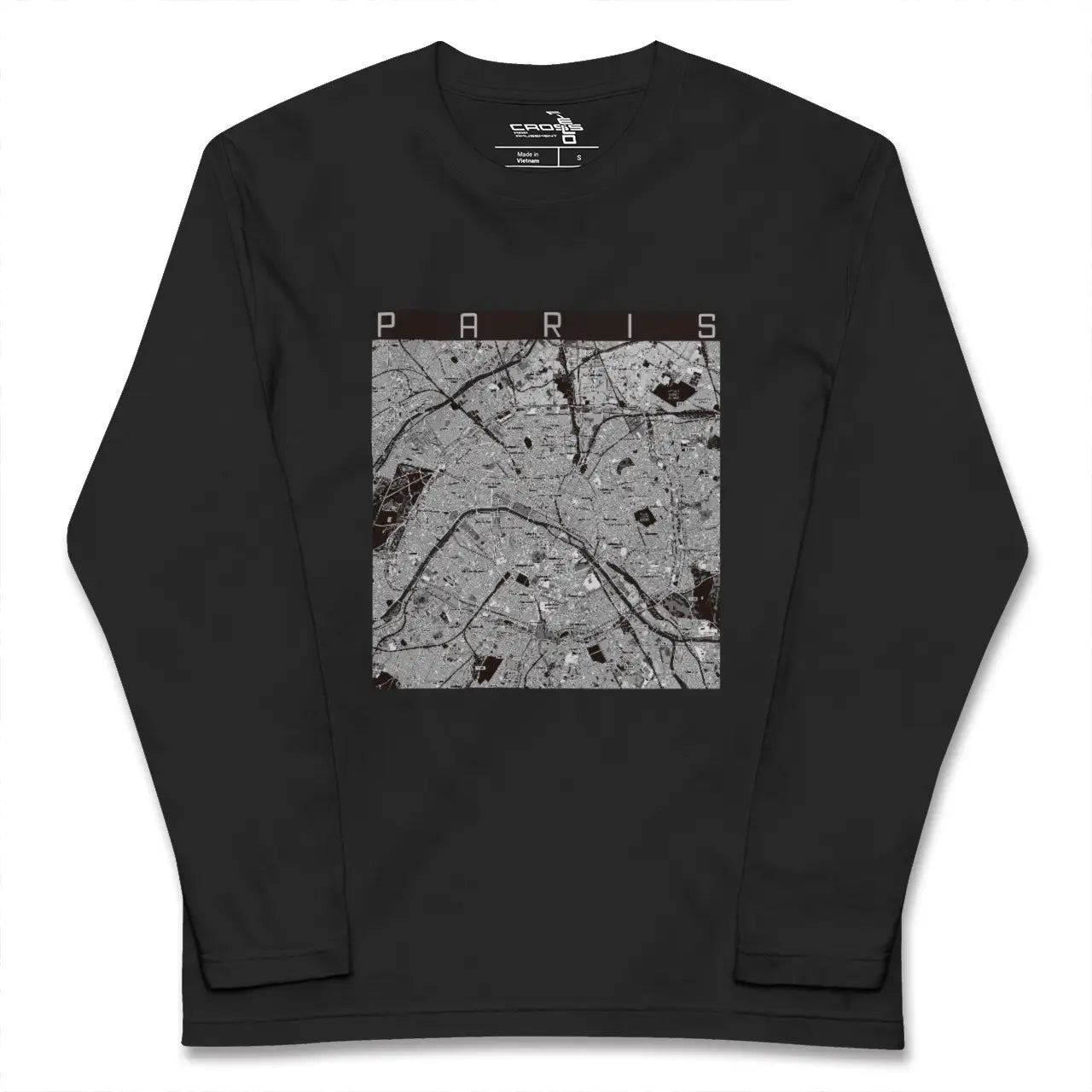【パリ（フランス）】地図柄ロングスリーブTシャツ