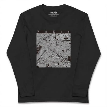 【パリ（フランス）】地図柄ロングスリーブTシャツ