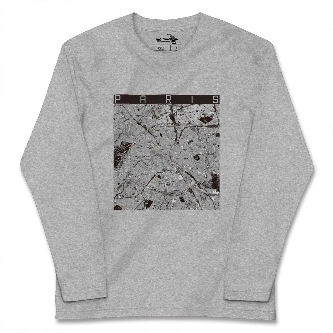 【パリ(フランス)】地図柄ロングスリーブTシャツ