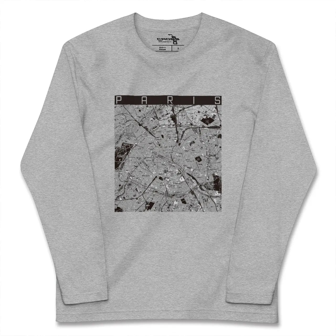 【パリ（フランス）】地図柄ロングスリーブTシャツ