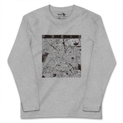【パリ（フランス）】地図柄ロングスリーブTシャツ