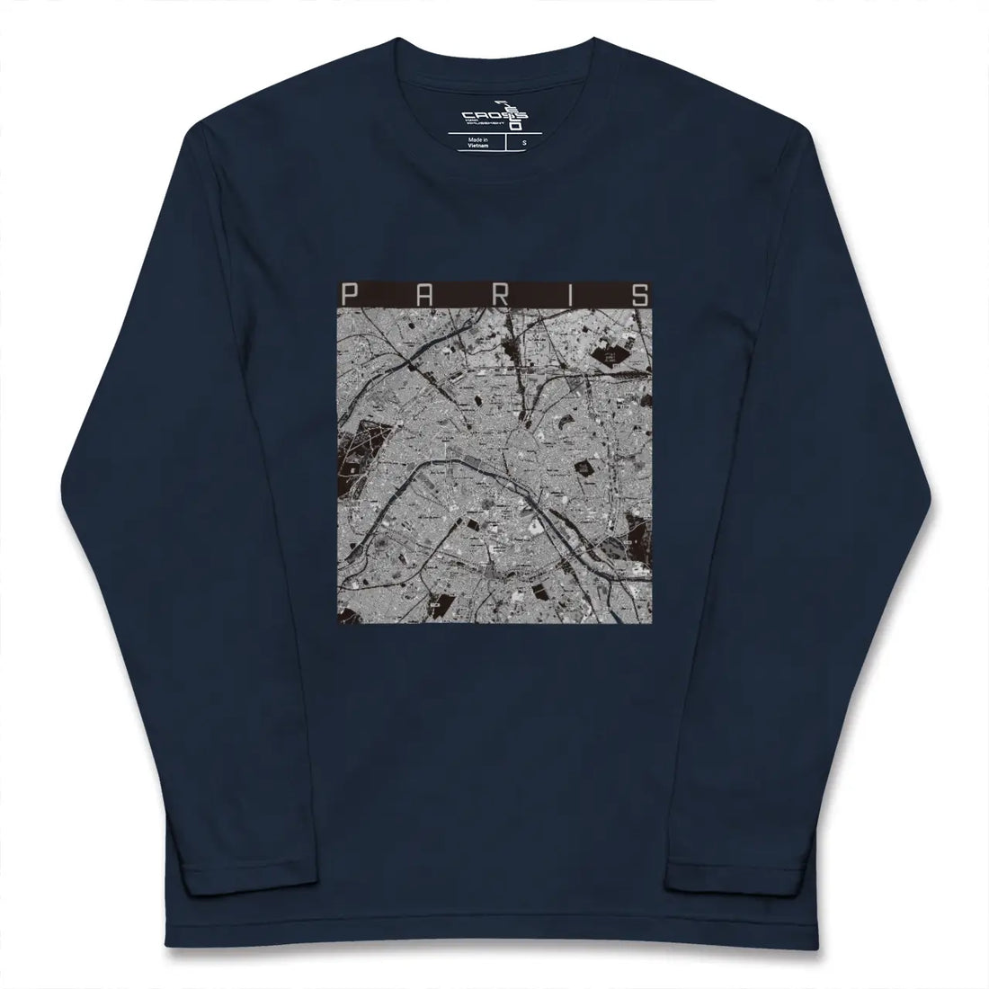 【パリ（フランス）】地図柄ロングスリーブTシャツ