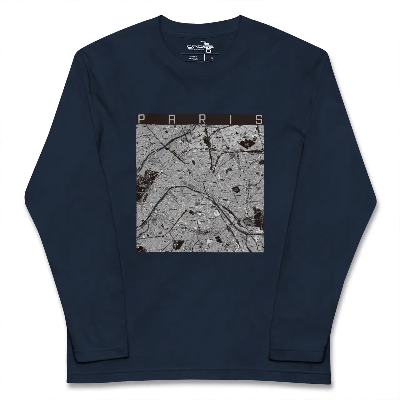 【パリ（フランス）】地図柄ロングスリーブTシャツ