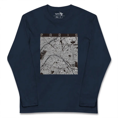 【パリ（フランス）】地図柄ロングスリーブTシャツ