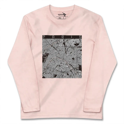 【パリ（フランス）】地図柄ロングスリーブTシャツ