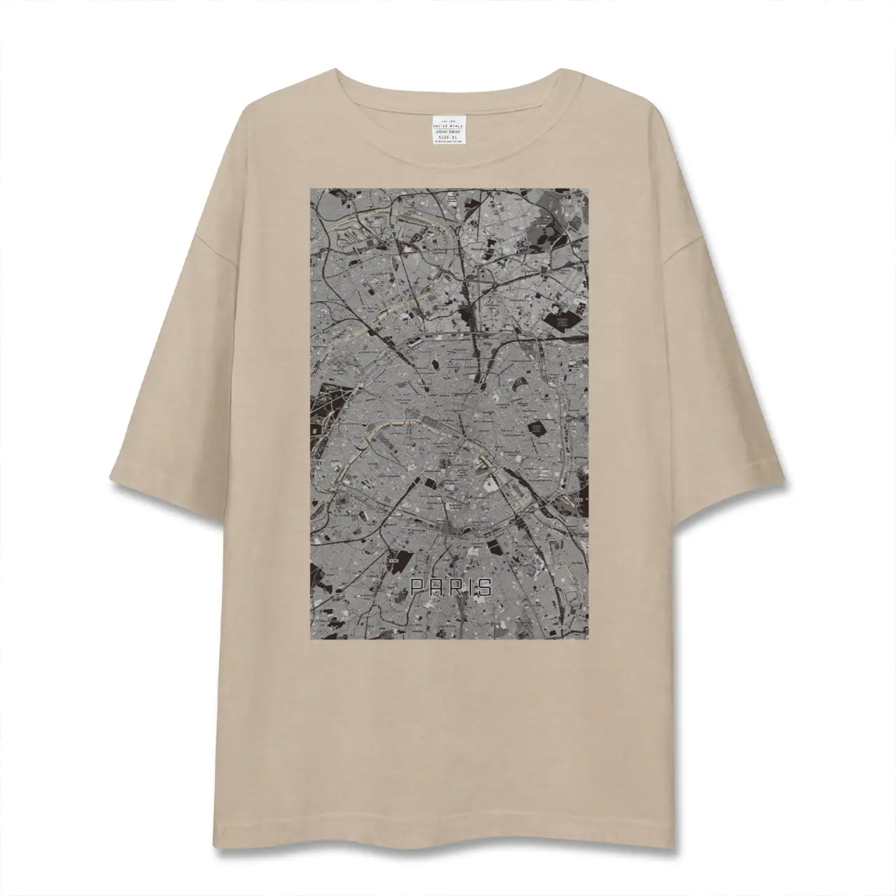 【パリ（フランス）】地図柄ビッグシルエットTシャツ