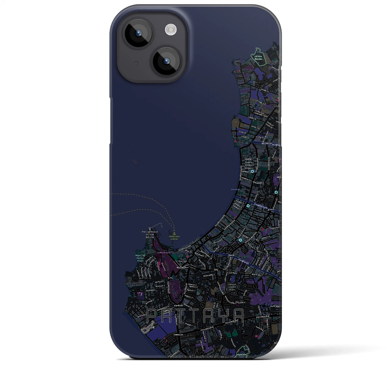 【パタヤ（タイ）】地図柄iPhoneケース（バックカバータイプ）