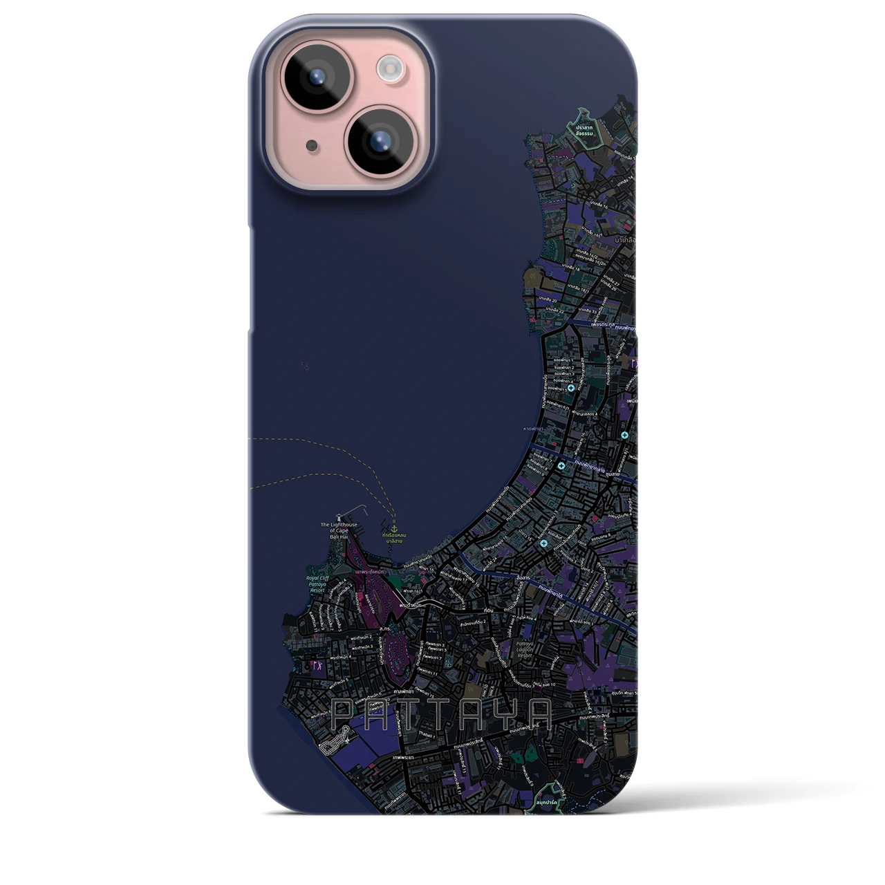 【パタヤ（タイ）】地図柄iPhoneケース（バックカバータイプ）