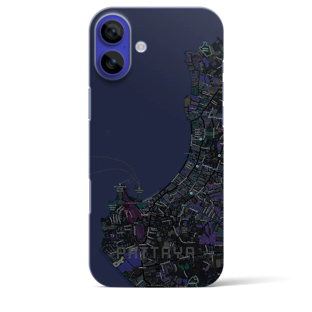 【パタヤ（タイ）】地図柄iPhoneケース（バックカバータイプ）