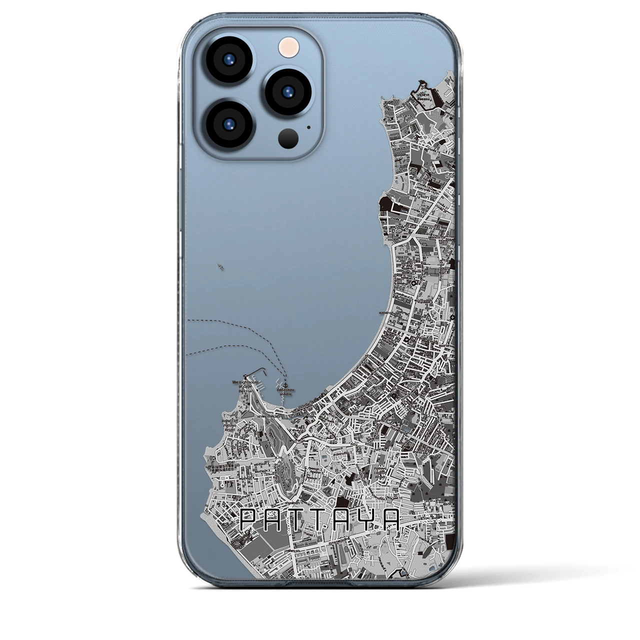 【パタヤ（タイ）】地図柄iPhoneケース（クリアタイプ）