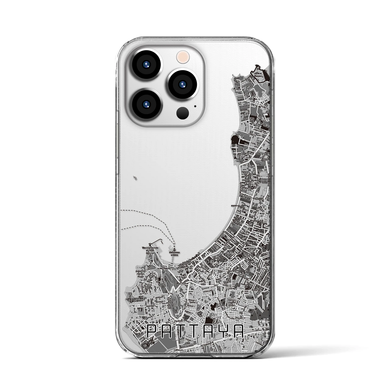 【パタヤ（タイ）】地図柄iPhoneケース（クリアタイプ）