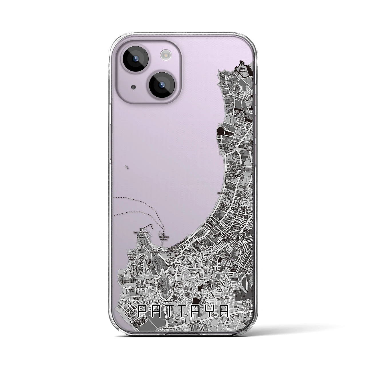 【パタヤ（タイ）】地図柄iPhoneケース（クリアタイプ）