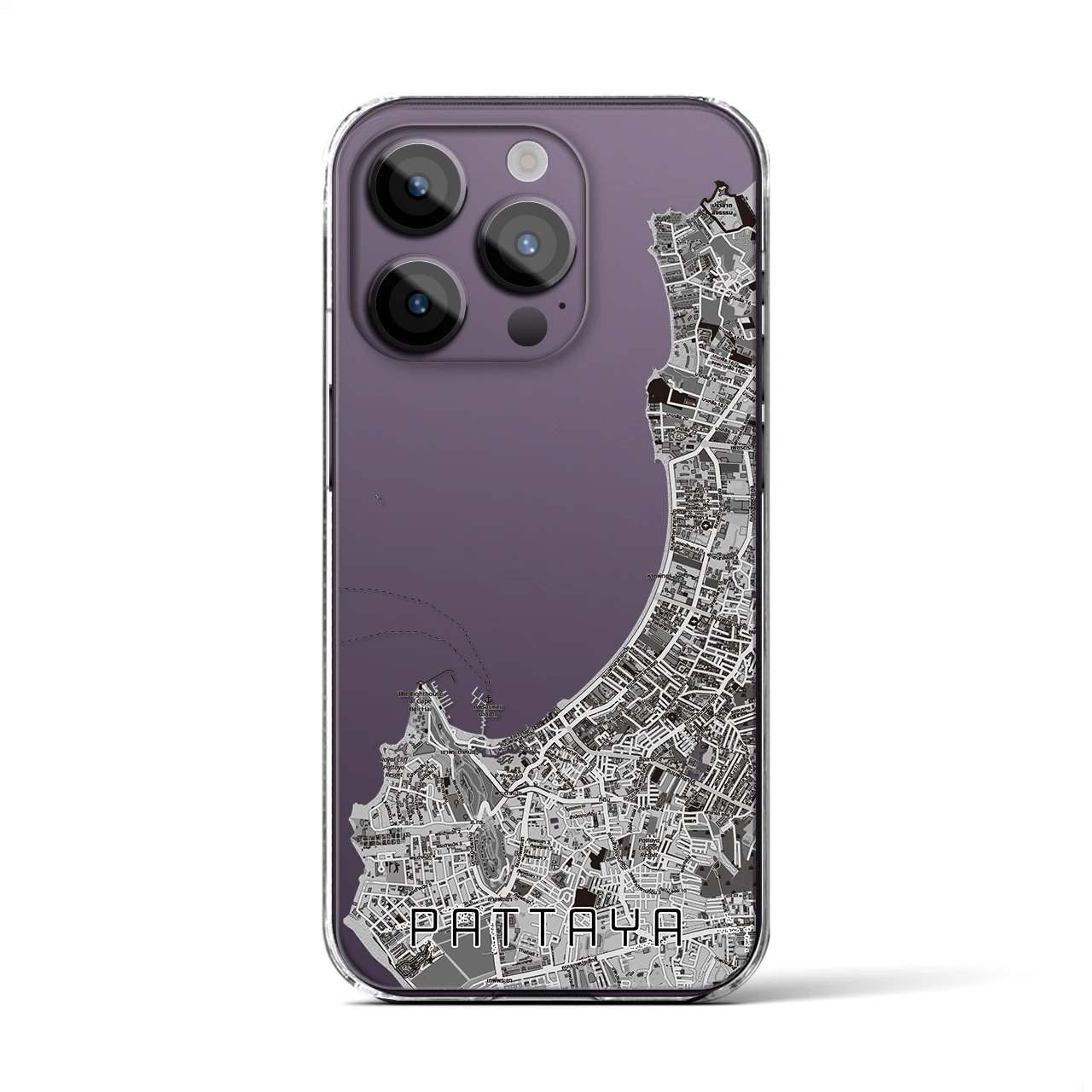 【パタヤ（タイ）】地図柄iPhoneケース（クリアタイプ）