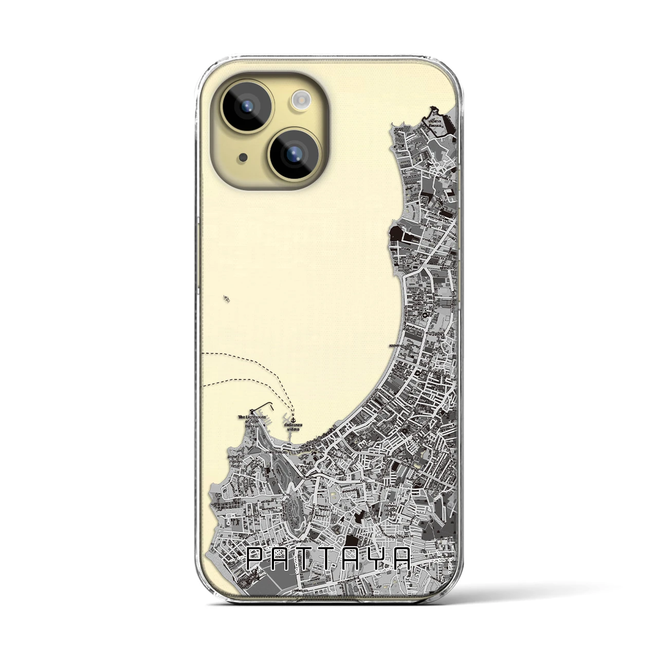 【パタヤ（タイ）】地図柄iPhoneケース（クリアタイプ）