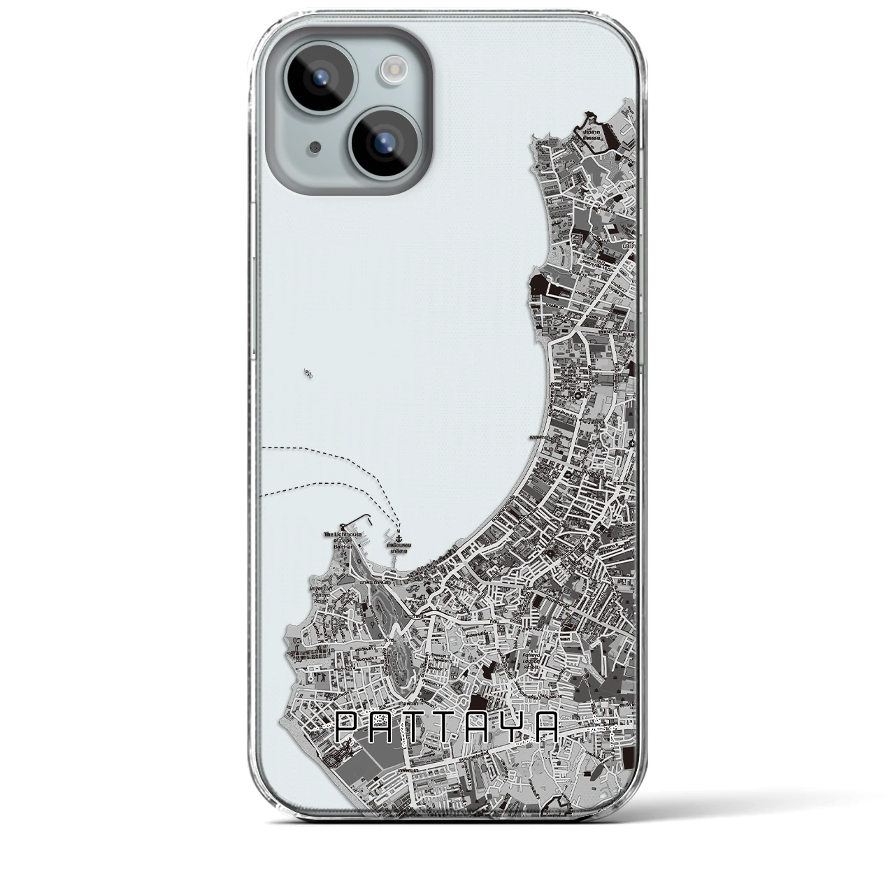 【パタヤ（タイ）】地図柄iPhoneケース（クリアタイプ）