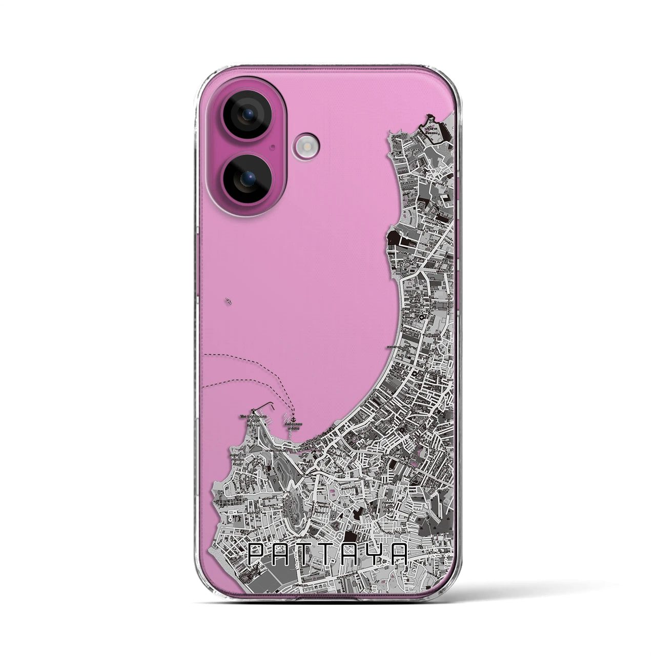 【パタヤ（タイ）】地図柄iPhoneケース（クリアタイプ）