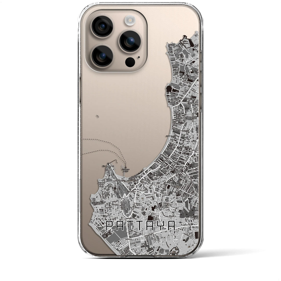 【パタヤ（タイ）】地図柄iPhoneケース（クリアタイプ）