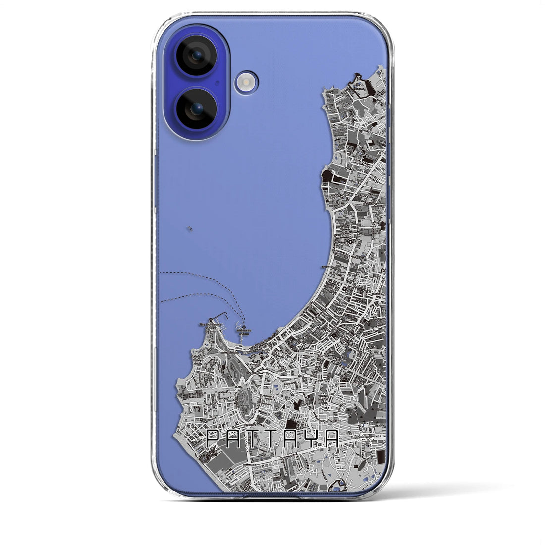 【パタヤ（タイ）】地図柄iPhoneケース（クリアタイプ）モノトーン・iPhone 16 Pro Max 用