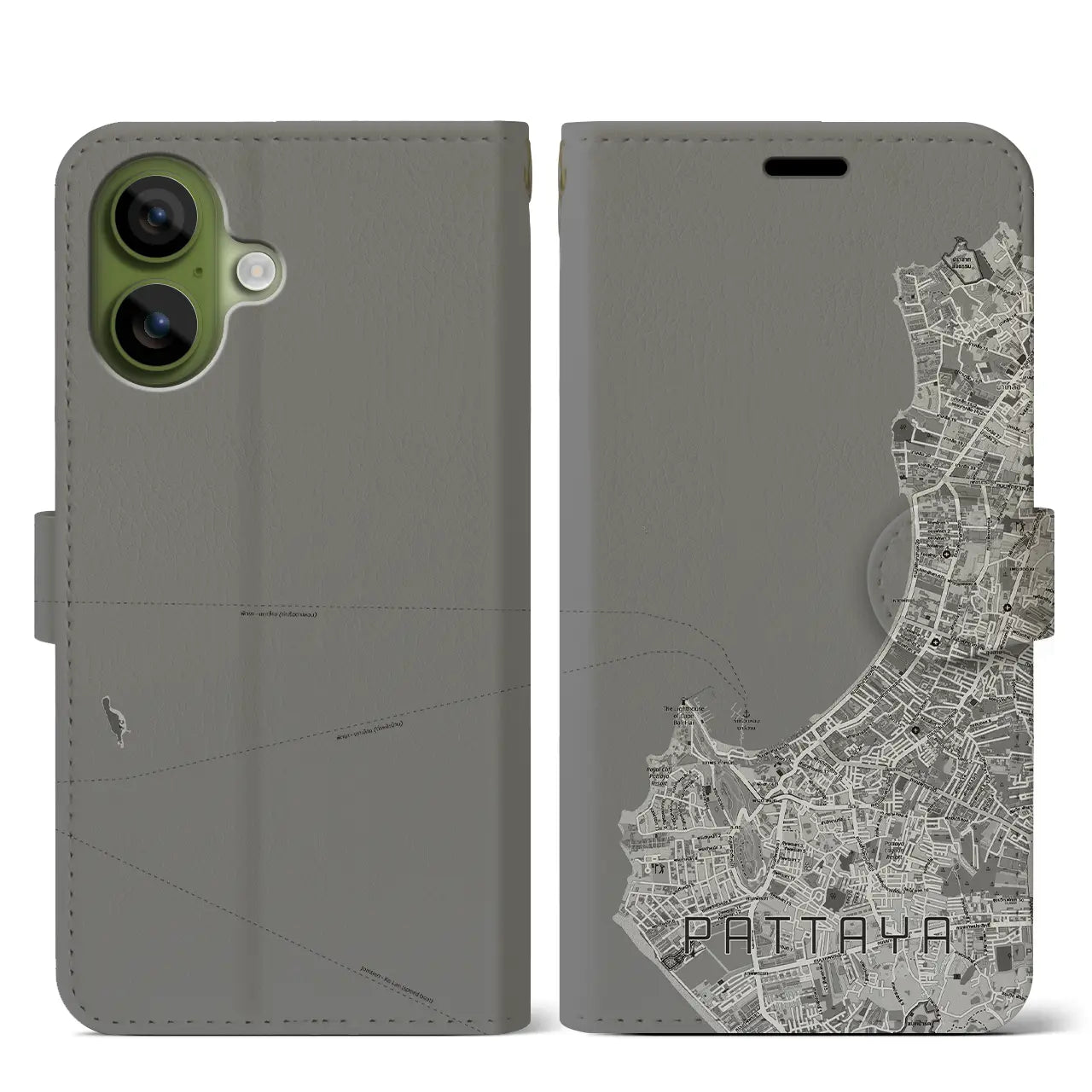 【パタヤ（タイ）】地図柄iPhoneケース（手帳タイプ）