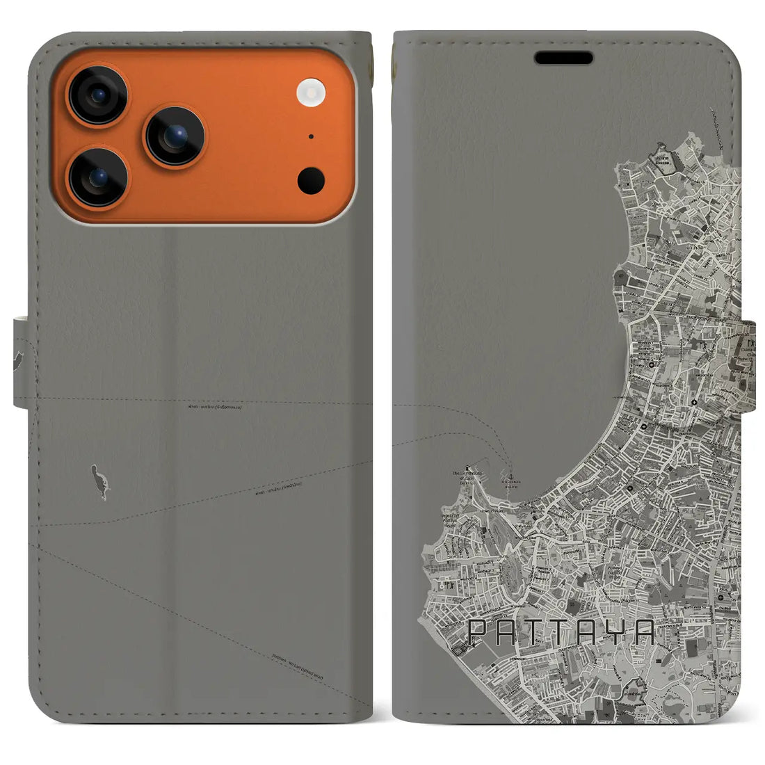 【パタヤ(タイ)】地図柄iPhoneケース(手帳タイプ)