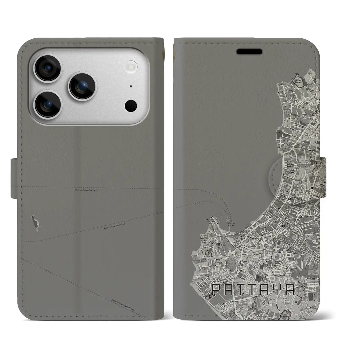 【パタヤ（タイ）】地図柄iPhoneケース（手帳タイプ）