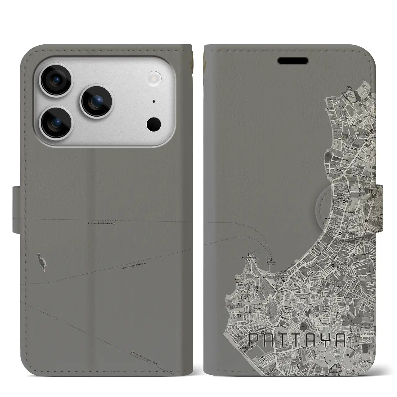 【パタヤ（タイ）】地図柄iPhoneケース（手帳タイプ）