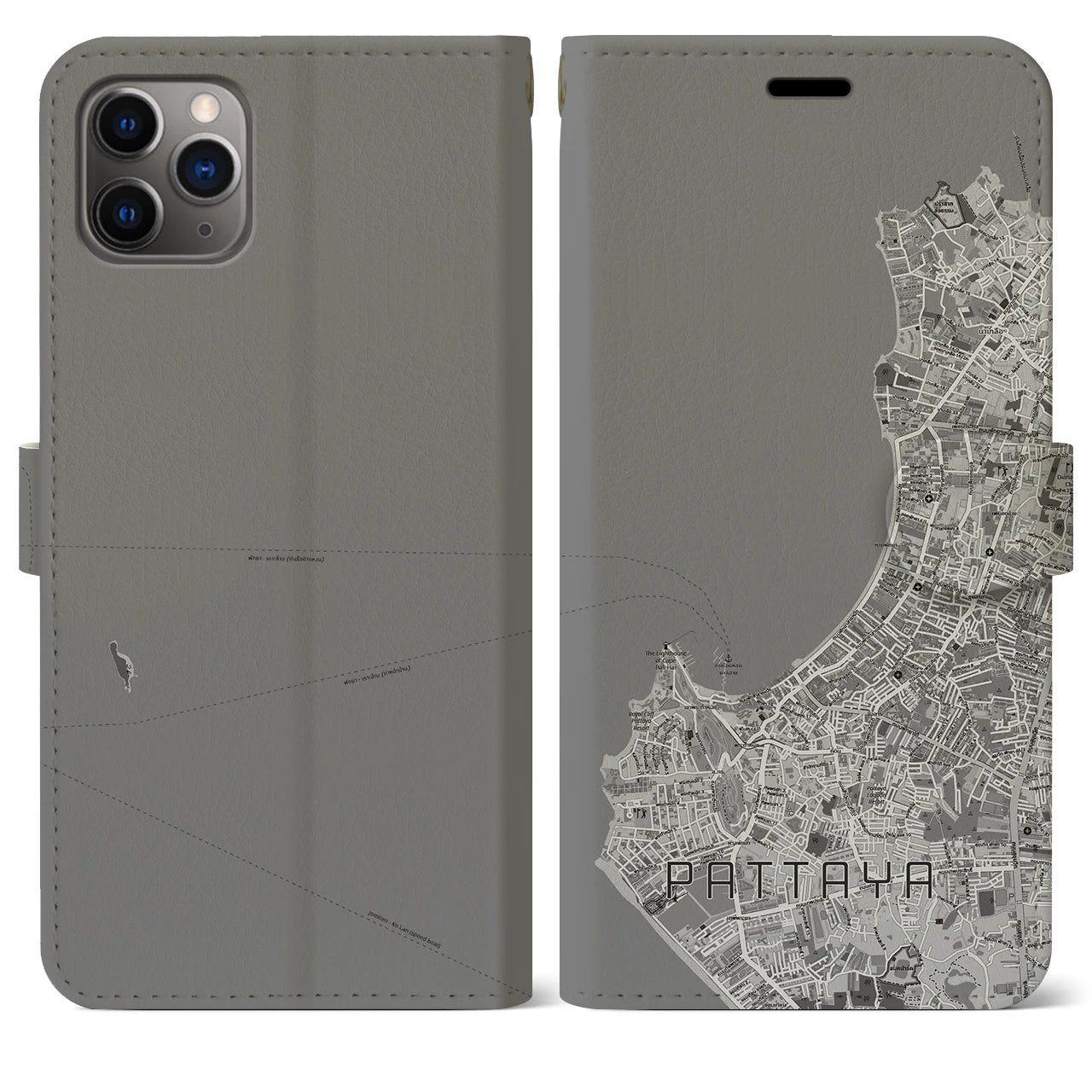 【パタヤ（タイ）】地図柄iPhoneケース（手帳タイプ）