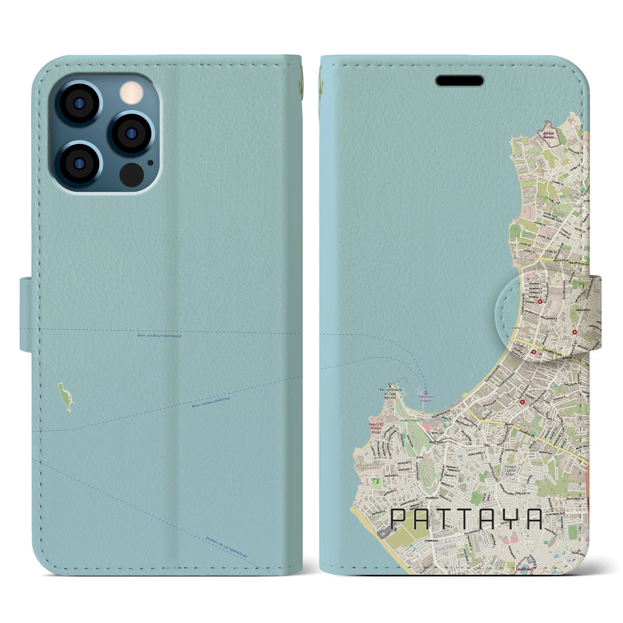 【パタヤ（タイ）】地図柄iPhoneケース（手帳タイプ）