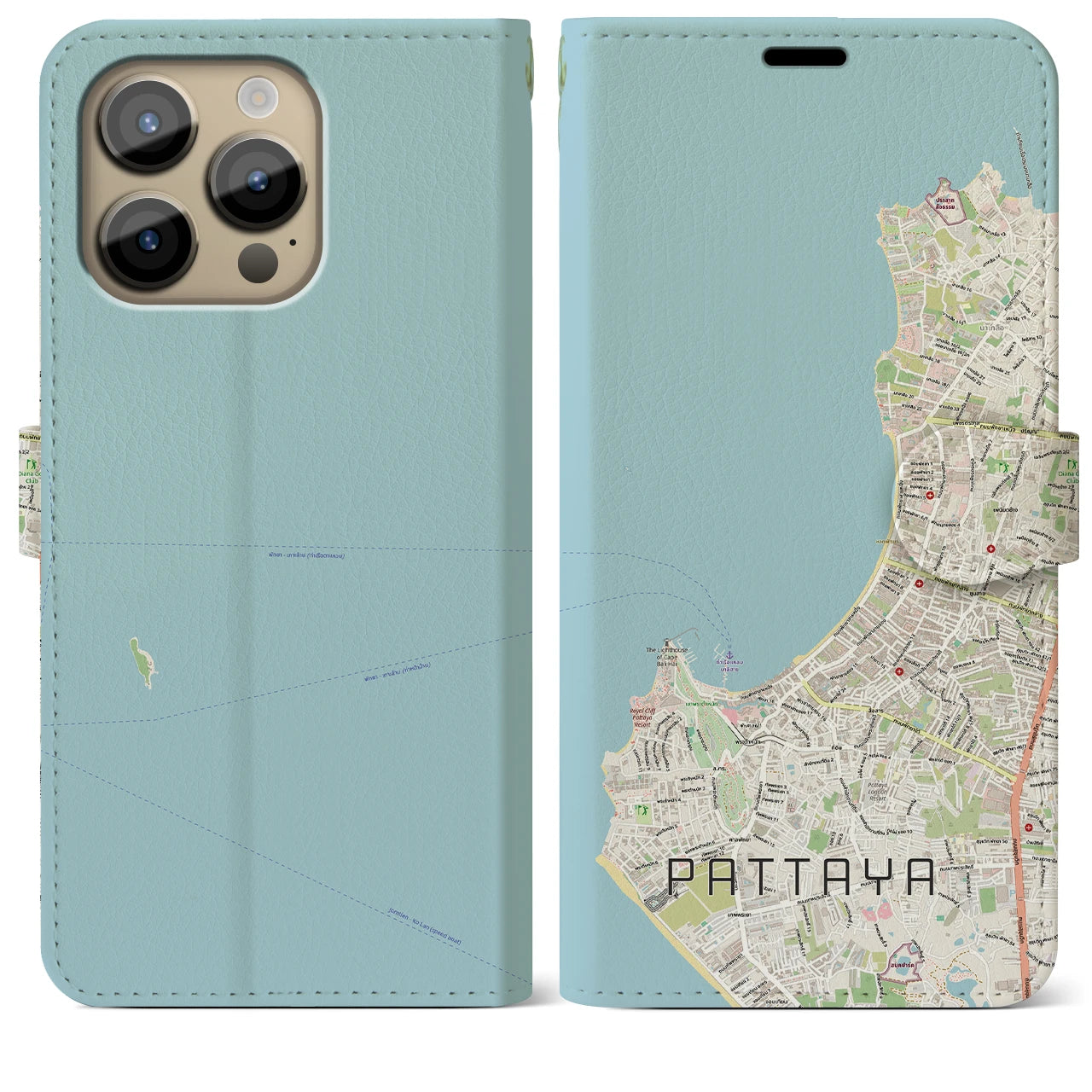 【パタヤ（タイ）】地図柄iPhoneケース（手帳タイプ）
