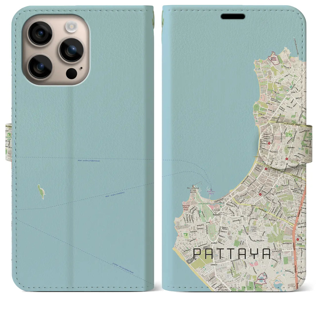 【パタヤ（タイ）】地図柄iPhoneケース（手帳タイプ）