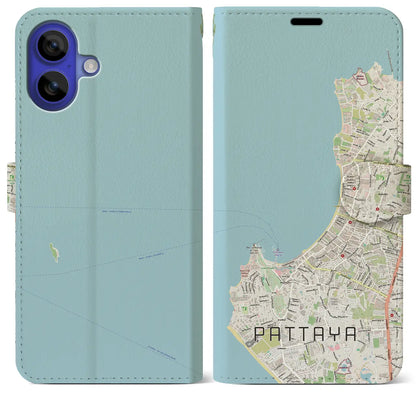 【パタヤ（タイ）】地図柄iPhoneケース（手帳タイプ）モノトーン・iPhone 16 Pro Max 用