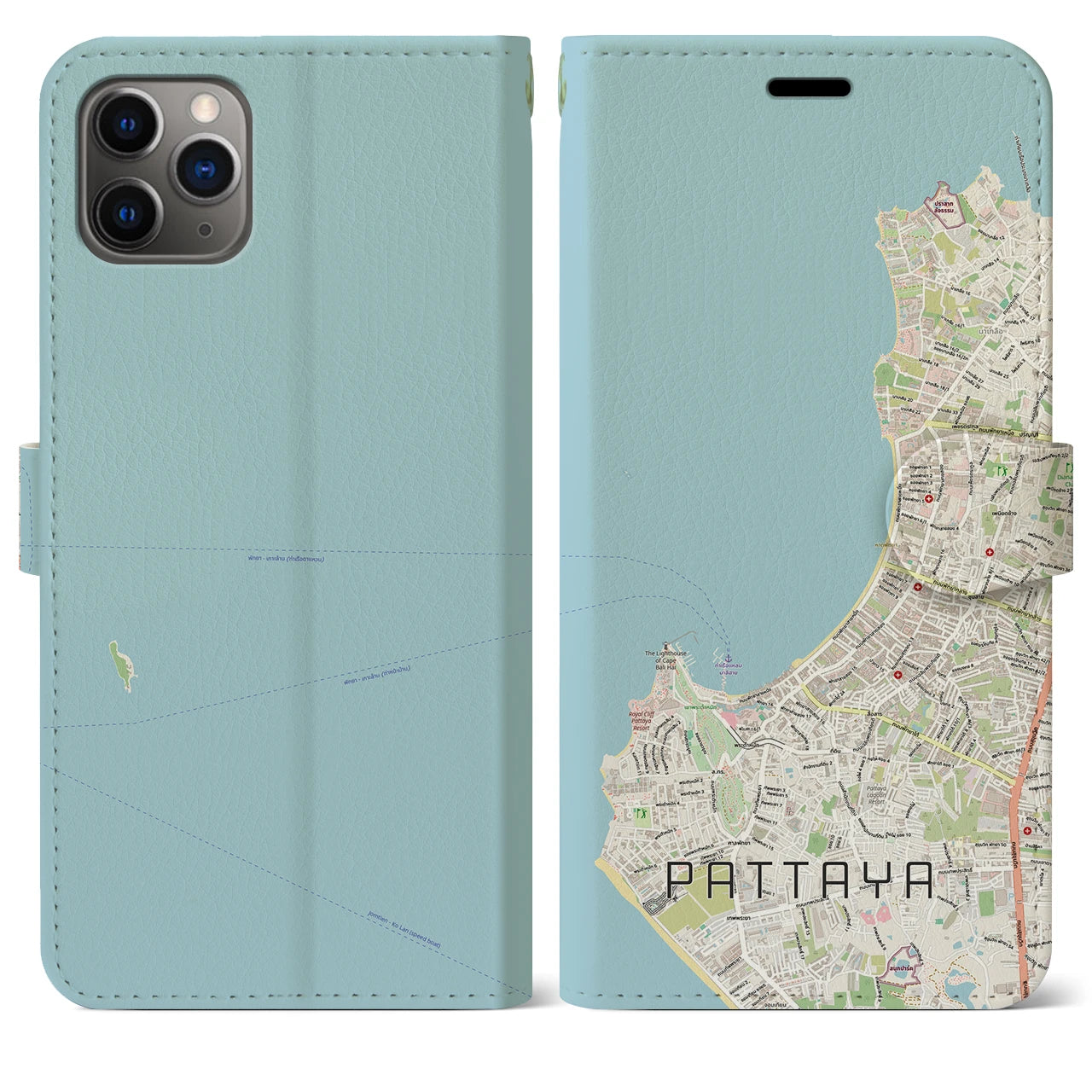 【パタヤ（タイ）】地図柄iPhoneケース（手帳タイプ）