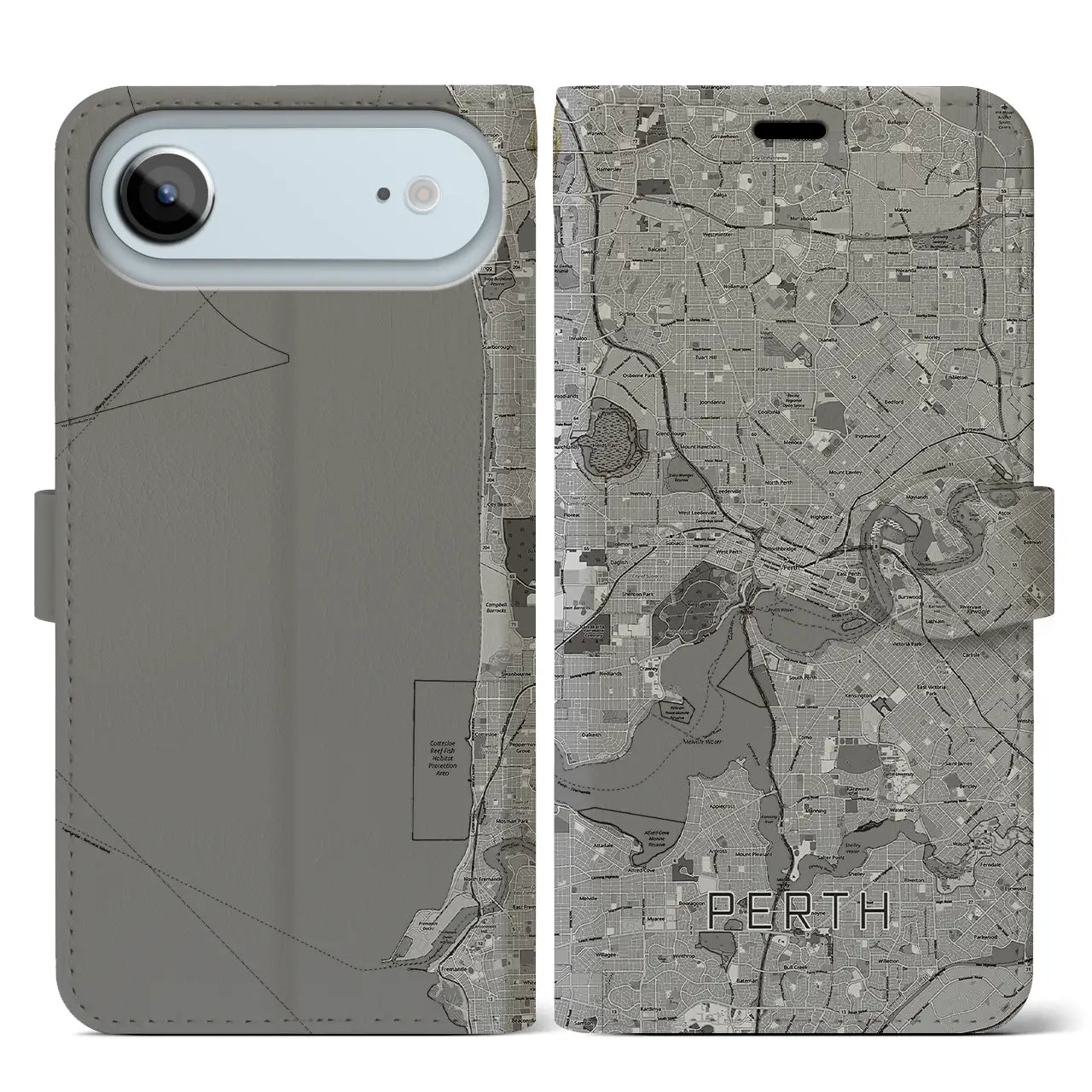 【パース（オーストラリア）】地図柄iPhoneケース（手帳タイプ）