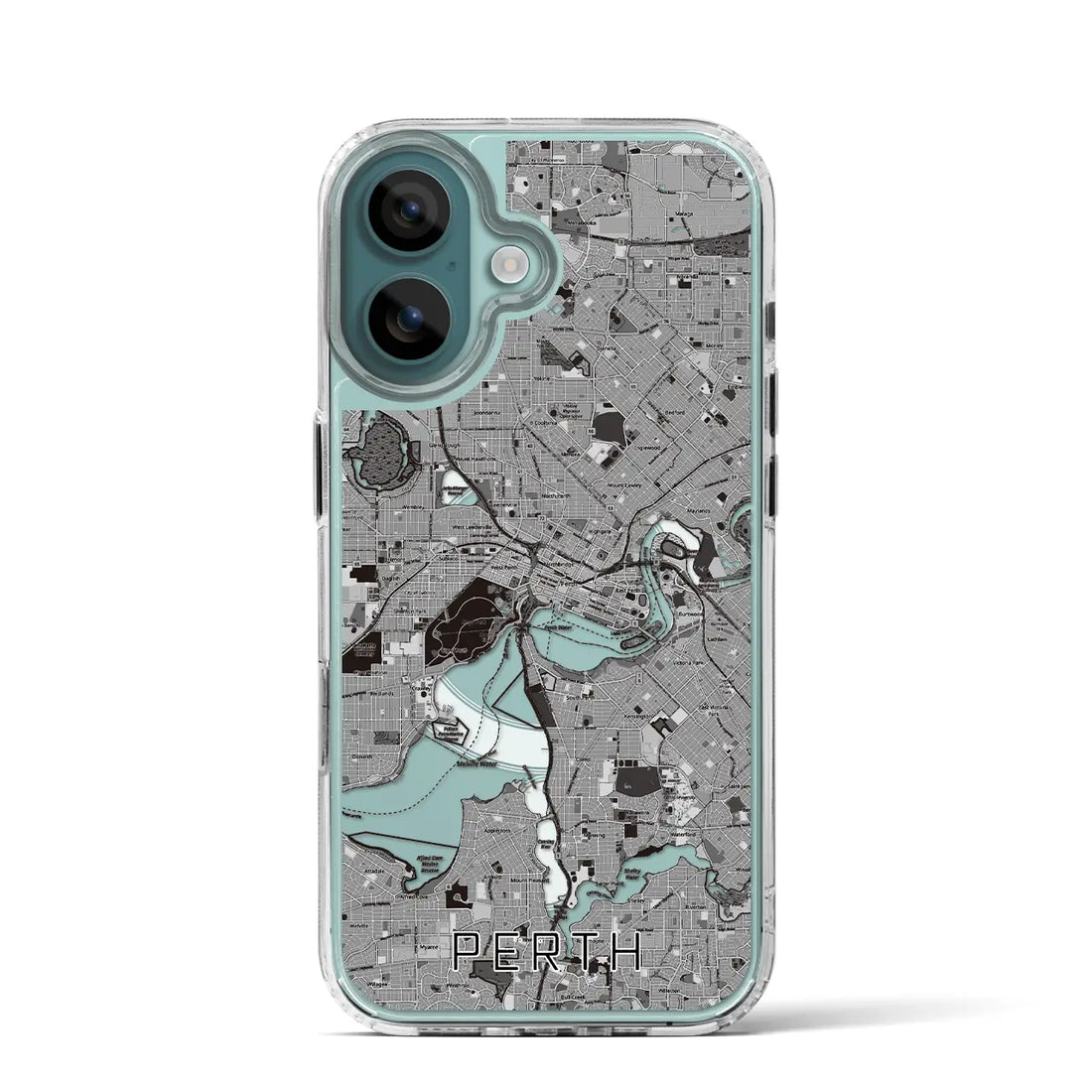 【パース（オーストラリア）】地図柄iPhoneケース（MagSafeタイプ）モノトーン・iPhone 16 Pro 用