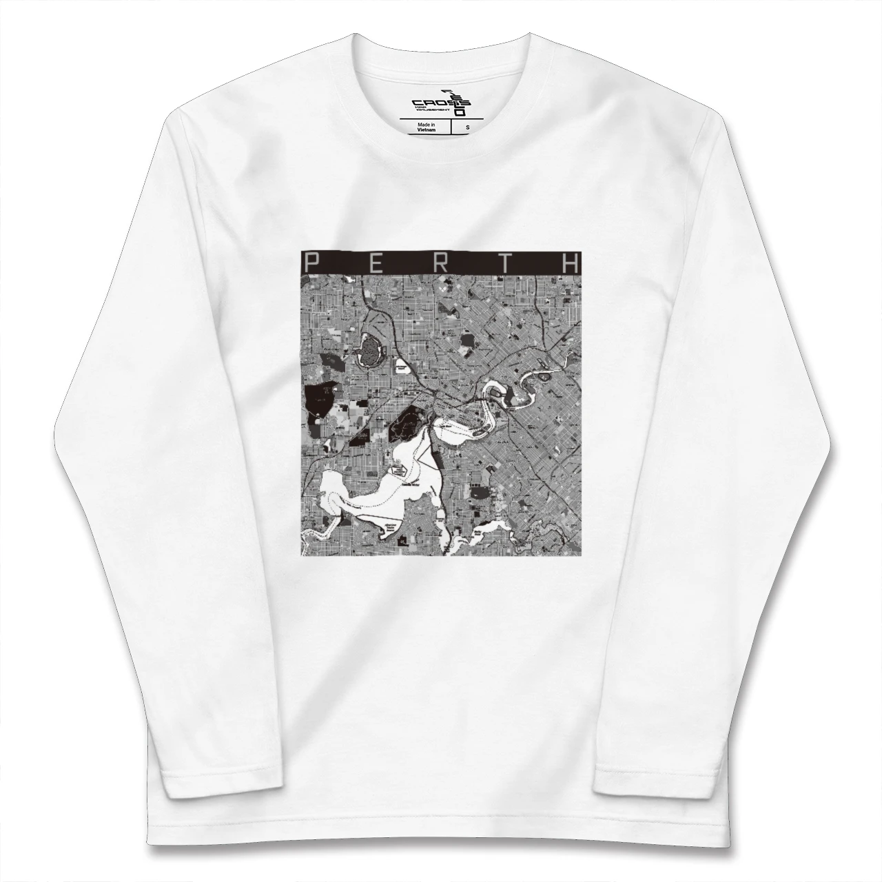 【パース（オーストラリア）】地図柄ロングスリーブTシャツ