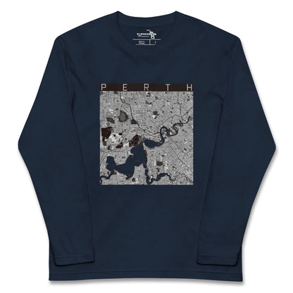 【パース（オーストラリア）】地図柄ロングスリーブTシャツ